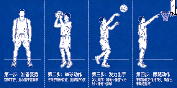 篮球罚球训练技巧示意图 - 球员投篮姿势分解